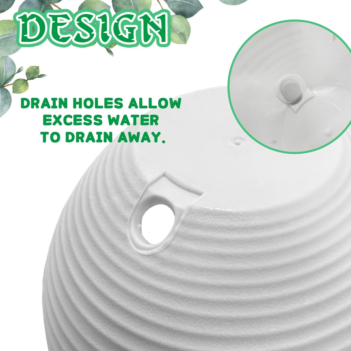 Srmayyi 4 Pack 8 inch Plastic Self Watering Hanging Planters,Round Hanging Basket Planter with Drainer and Metal Chain,White Garden Flower Plant Pot Container for Indoor Outdoor Plants