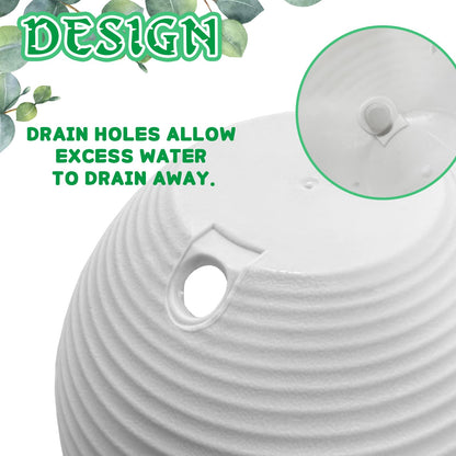 Srmayyi 4 Pack 8 inch Plastic Self Watering Hanging Planters,Round Hanging Basket Planter with Drainer and Metal Chain,White Garden Flower Plant Pot Container for Indoor Outdoor Plants