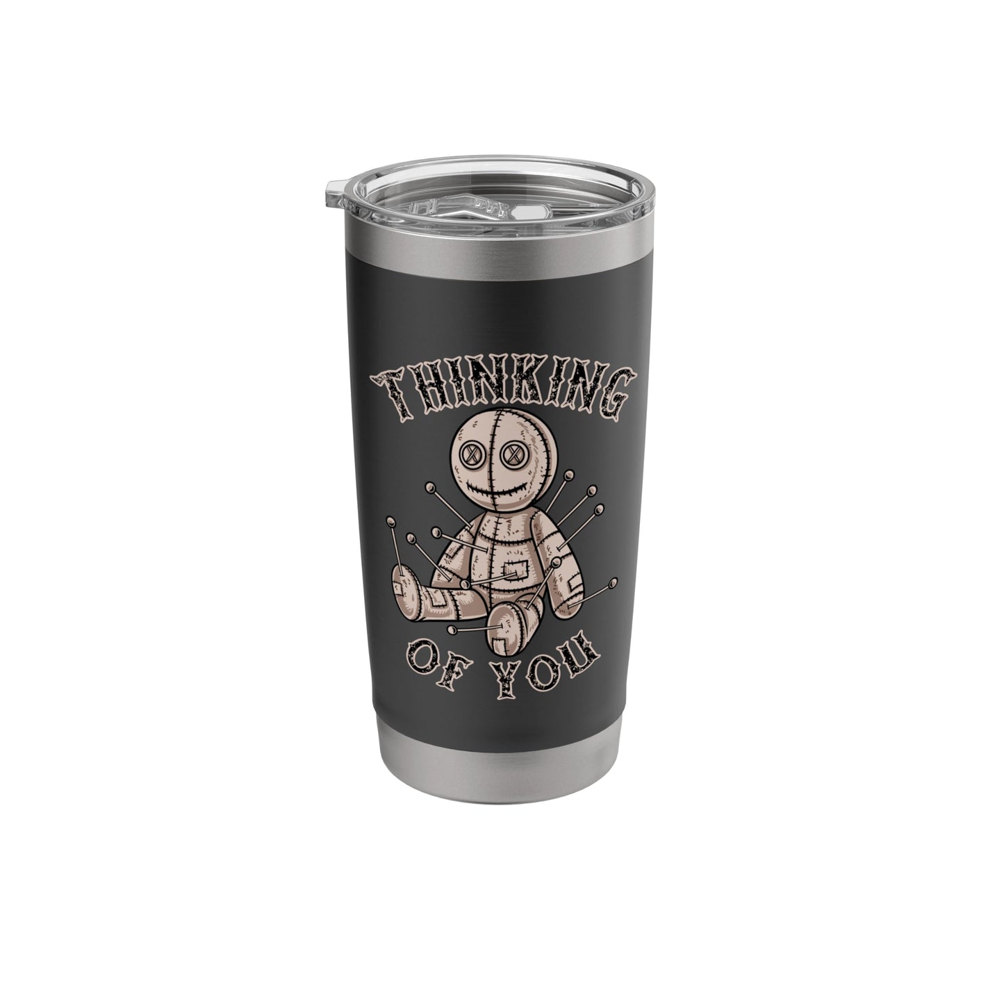 Halloween Voodoo Doll Thinking of You Funny Goth Humor Retro Stainless Steel Insulated Tumbler