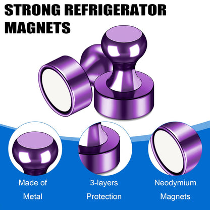 LOVIMAG Fridge Magnets 20Pcs Refrigerator Whiteboard Small Strong Magnet Classroom Kitchen Accessories Decorative Locker Set Decor Must Haves Office Calendar Refrigerador Magnetic Cute Crafts Purple