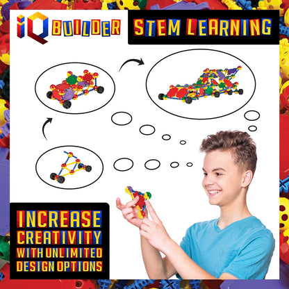 IQ BUILDER | STEM Learning Toys | Creative Construction Engineering | Fun Educational Building Blocks Toy Set for Boys and Girls Ages 5 6 7 8 9 10 Year Old + | Best Toy Gift for Kids | Activity Game