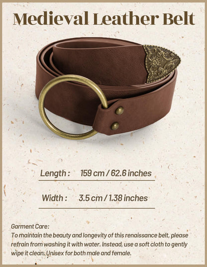 Scarlet Darkness Medieval Leather Belt Renaissance Accessory Pirate Viking Belt for Men Women Dark Brown