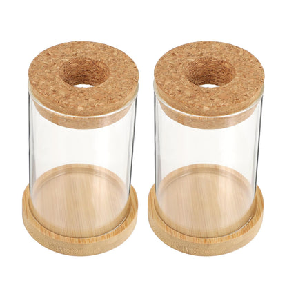 jojofuny 2pcs Glass Planter Vases for Hydroponics Plants 6.5x10in Desktop Terrarium with Stand Set for Home Office Gardening