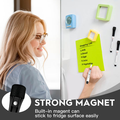 Comix Magnetic Dry Erase Markers, Fine Tip Black Whiteboard Markers with Eraser Cap, Low Odor Black Markers for Kids Teachers