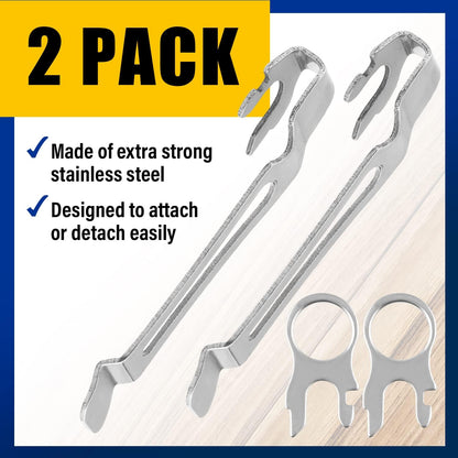 [2-Pack] 2 Quick Release Pocket Clips + 2 Lanyard Rings Compatible With Leatherman Wave & Charge MultiTools - Stainless Steel Deep Carry Pocket Clip Won't Bend or Snap - Install or Replace In Seconds