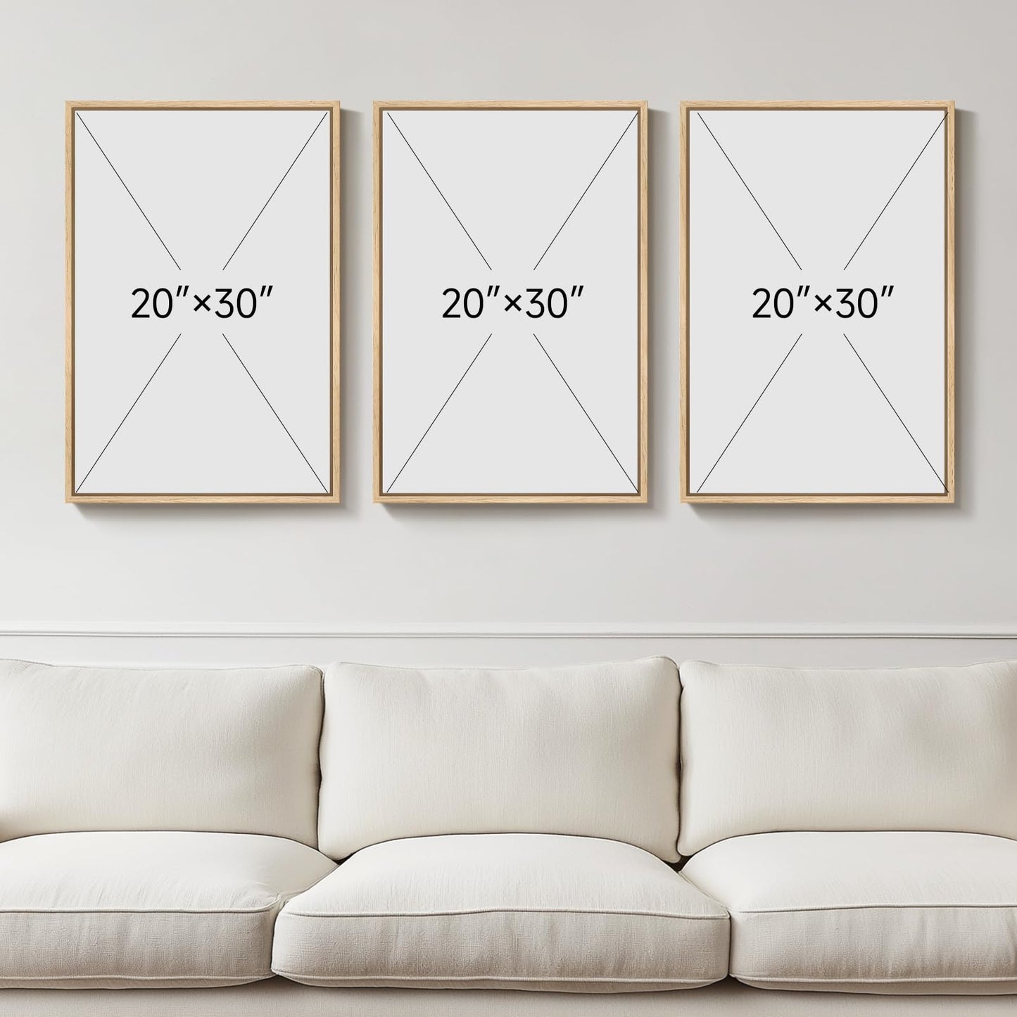 Framed Boho Sage Green Wall Art for Living Room, Large Mid Century Modern Tropical Leaf Canvas Artwork for Walls, 3 Piece Beige Orange Bohemian Wall Art Prints for Bedroom Kitchen Hallway, 16x24 Inch