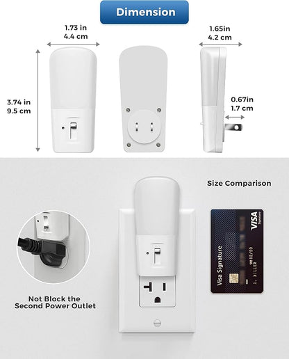 L LOHAS LED Dimmable Night Light[2 Pack], Plug in Night Lights with Dusk to Dawn Sensor, Daylight 5000k from 5-80 LM Brightness Adjustable, Bright Mini Wall Nightlight for Kids Room, Stairway