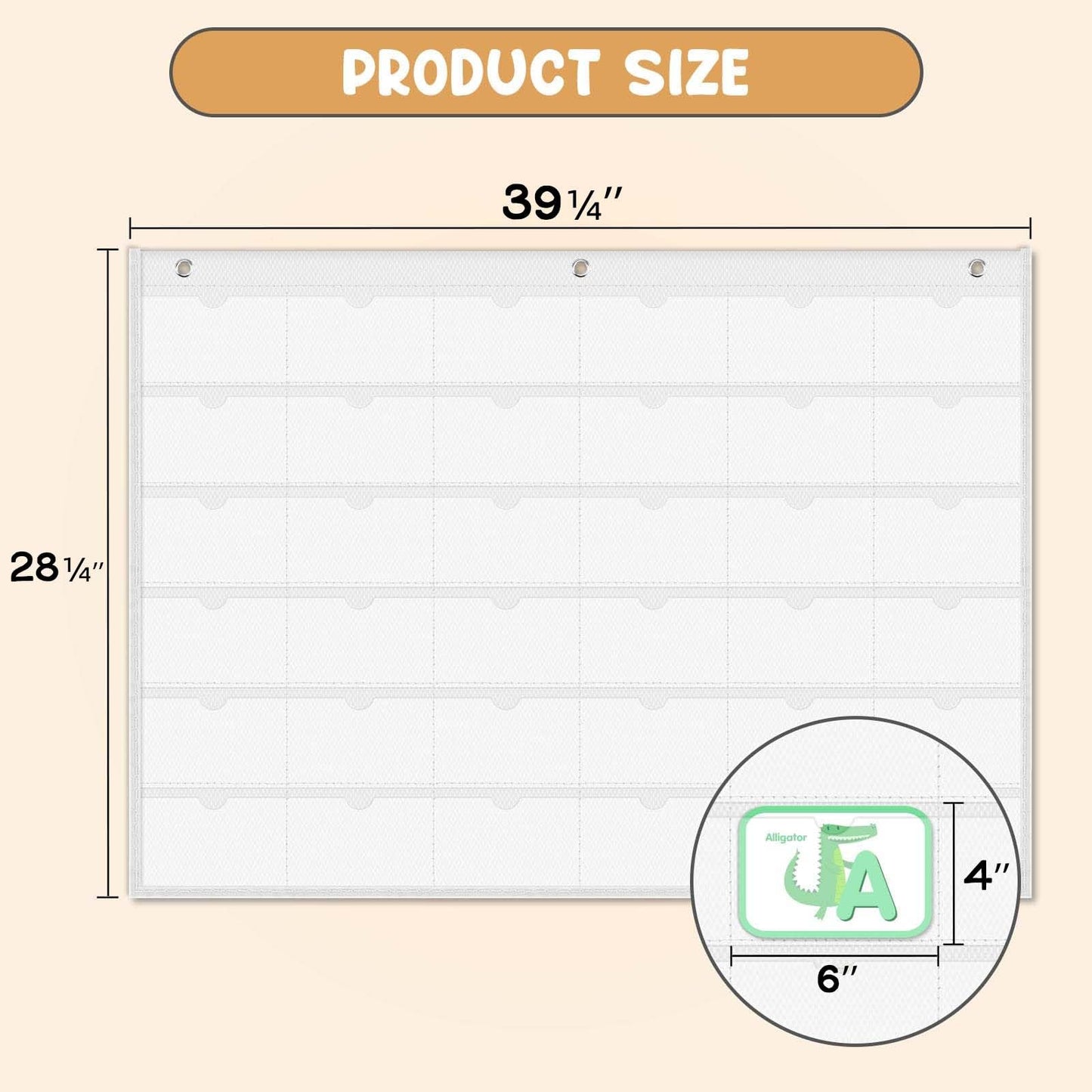 AKAYOK 4" x 6" Index Card Holder Sleeve - 36 Pockets Photo Collage Frame for Wall - Classroom Pocket Chart for Index Card, Homework, Pictures, Drawing, Student Profile Display