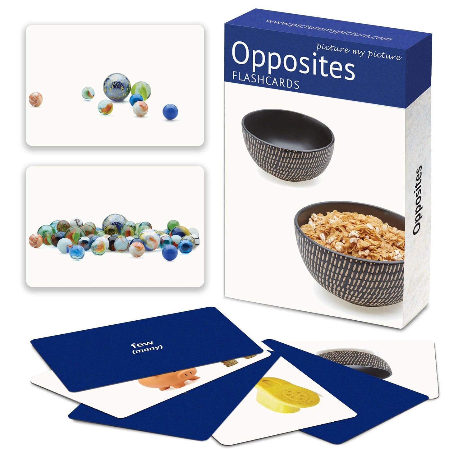 Picture My Picture Opposites Flash Card Set – Speech Therapy Tool for Vocabulary, Communication & Thinking, Scratch-Resistant with Activity Guide, Suitable for Education, ESL & ABA – Set of 40