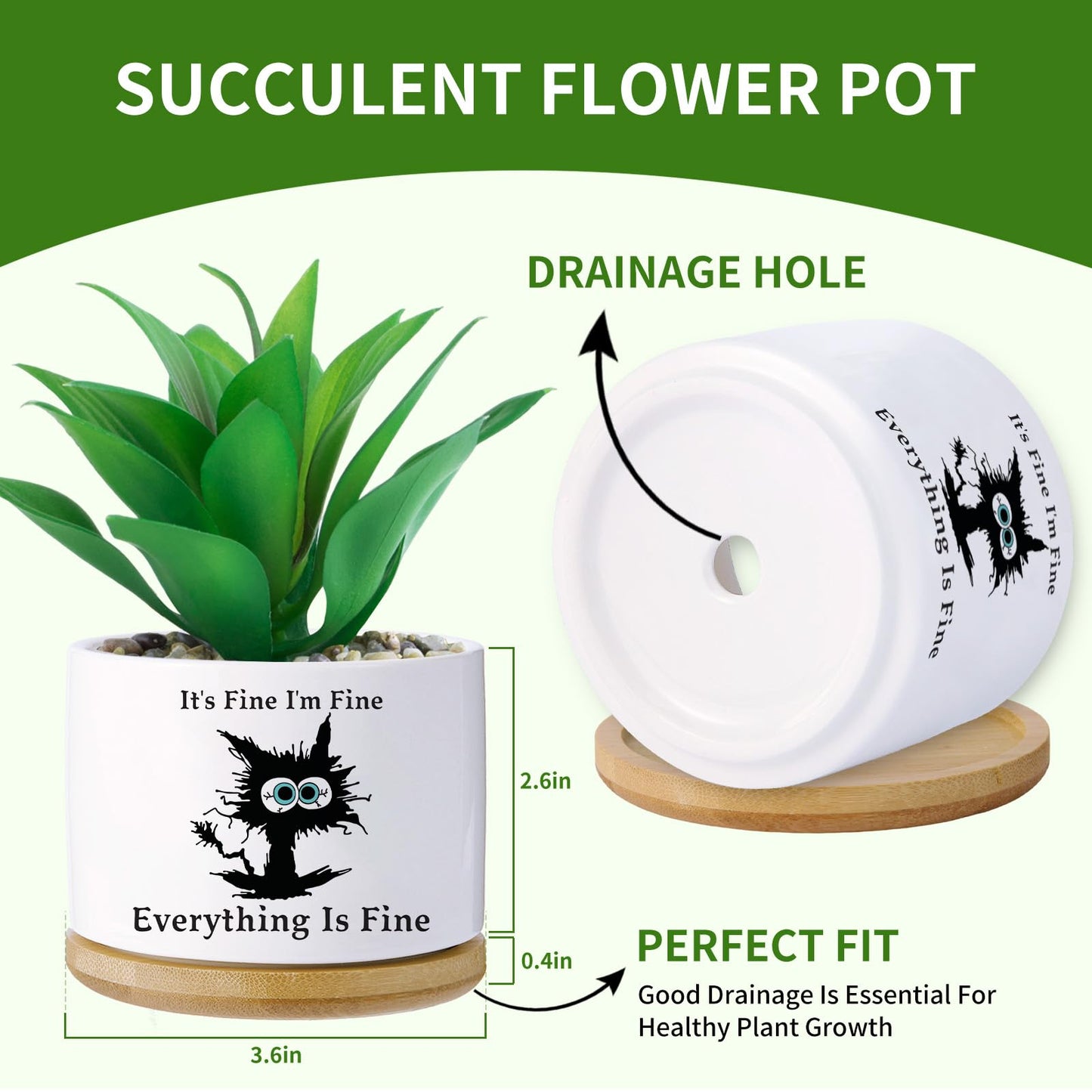 Haooxinwei Black cat planters for Indoor Plants,Funny Gifts for Cat Lover,Indoor Plants Garden Planters Succulent Pots, with Drainage Holes and Saucer(No Plants) (Black Cat)