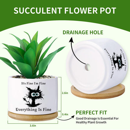 Haooxinwei Black cat planters for Indoor Plants,Funny Gifts for Cat Lover,Indoor Plants Garden Planters Succulent Pots, with Drainage Holes and Saucer(No Plants) (Black Cat)