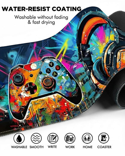 GooodiderX Mouse Pad, Game Mousepad, Large Size 31.5x11.8in, Mouse Pads with Stitched Edge & Rubber Non-Slip Bottom, Designed for Gaming, Home, Office (Game Console)