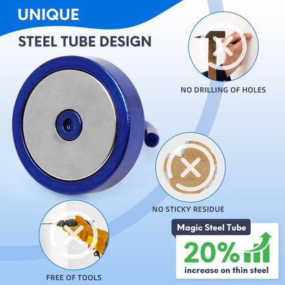 Neosmuk Magnetic Hooks Steel Tube Design for Cruise,100lb+ Navyblue,10 Pack