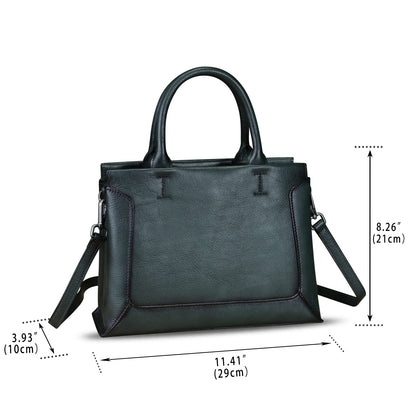 Genuine Leather Satchel for Women Leather Handbag Top Handle Bags Handmade Purse Crossbody Handbags Tote Bag (Darkgrey)