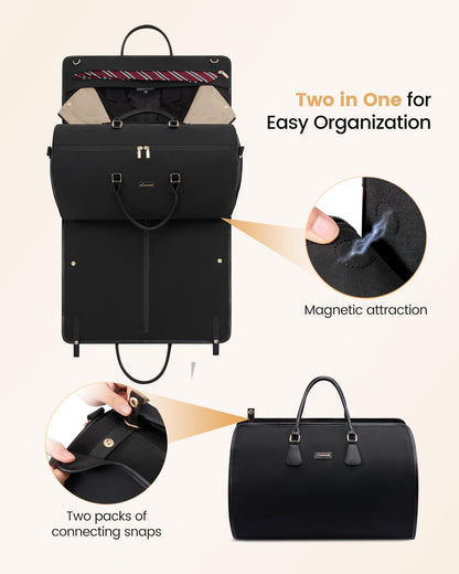 LOVEVOOK Garment Bags for Travel,3 in 1 Garment Duffle Bags for Travel with Shoe Pouch,Carry on Garment Bag for Women Men,Hanging Suitcase Suit Dress Business Travel Bag Weekender Bag