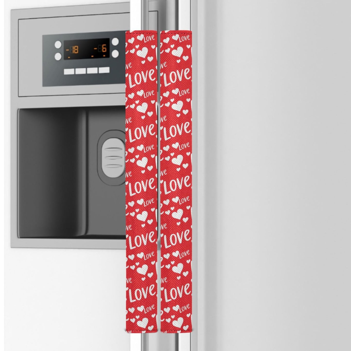 Emelivor Valentines Hearts Love Refrigerator Door Handle Cover Set of 2 - Washable Kitchen Appliance Handles Keep Off Fingerprints Food Stains for Ovens Dishwashers