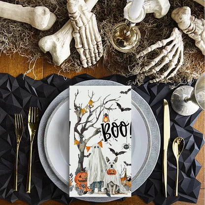 Horaldaily 100 Halloween Disposable Paper Decorative Guest Napkins, Jack-O-Lantern Pumpkin Cobweb Ghost Bats Dog Hand Towel for Party Lunch Dinner Kitchen Bathroom