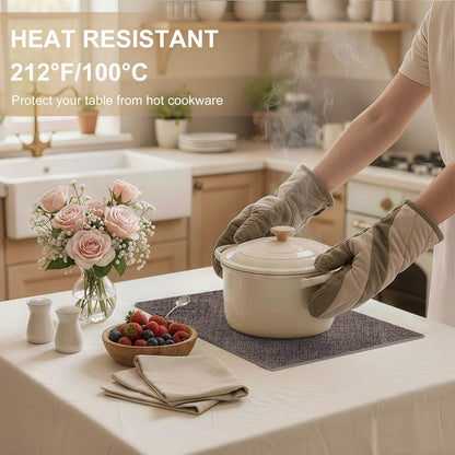 homing Faux Leather Heat Resistant Placemats 6 Packs, Waterproof Wipeable Dining PU Place Mats for Indoor & Outdoor, Easy to Clean, Brown