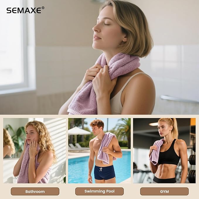 SEMAXE Purple Hand Towels for Bathroom, 100% Cotton Towels