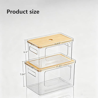 SUBEKYU Under Sink Organizer,Plastic Trash Bag Holder Dispenser,Stackable Pantry Laundry Room Home Organization,Potatoes Onions Storage Container for Kitchen,Set of 2 for 13/30/33 Gallon Bags