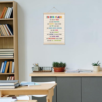 DOI-LANEE In Our Class Sign - Positive Affirmations Posters Hanger Frame, Motivational Inspirational Wall Decor for Classroom, Class Canvas Wall Art 16x12 Inch