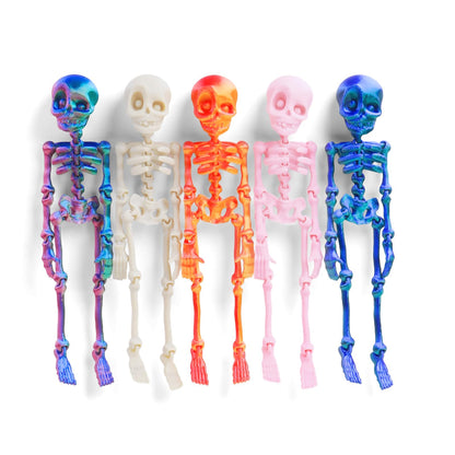 Funny Fridge Magnets 5pcs 3D Printed Skeleton Magnets for Locker and Office Posable Articulated Mini Skull Refrigerator Decorations Gothic Easter Room Decorations 7 Inches (Pink)