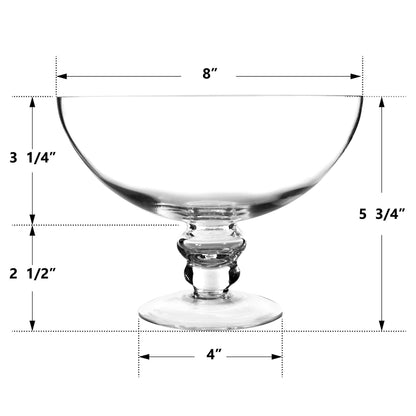 CYS EXCEL Glass Decorative Footed Bowl (H:6" D:8") | Fruit Display Terrarium Compote Vase Kitchen Table Centerpiece