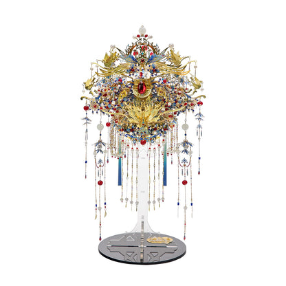 MU Phoenix Crown 3D Metal Puzzles, Chinese Ancient Gemmy Coronet Model Kits Building for Adult, Birthday Wedding Gift Home Decoration