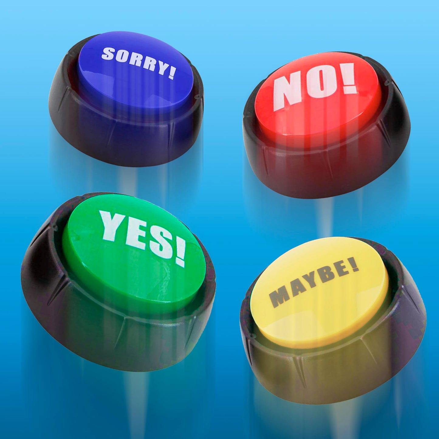 Yes No Maybe Sorry Sound Buttons, Set of 4 Talking Answer Buzzers for Classroom Game Shows, Funny Office Desk Toys & Gadgets, Gifts for Coworkers, Boss