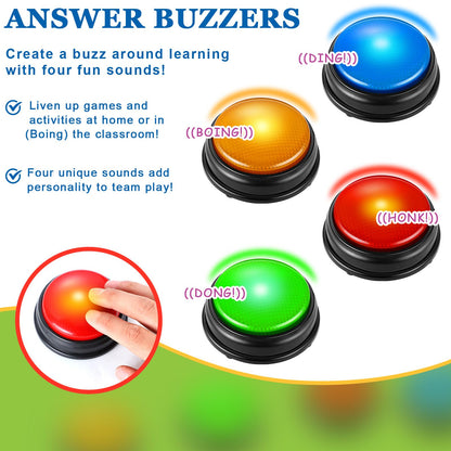 Deekin 16 Pcs Trivia Game Buzzers Bulk Answer Button with Sound and Light Family Feud Buzzer for Classroom Teacher Supplies Back to School Team Game Show and Trivia Nights