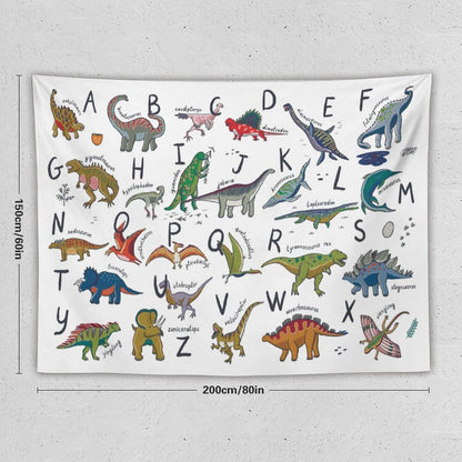 DDCBNS Kids Dinosaur Tapestry,Learning ABC Alphabet Tapestry for Boys Girls,Funny Educational Tapestry Wall Hanging Home Décor for Nursery Study Classroom Bedroom Living Room 80" x 60"