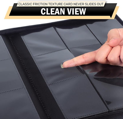 9 Pocket Card Binder, 540 Premium Zip Trading Card Binder, Double-sided Side Loading Card Collection Binder Album, Durable Leather Cover, Ringless Card Folder for Gifts, MTG, TCG, Sport Cards, Yellow