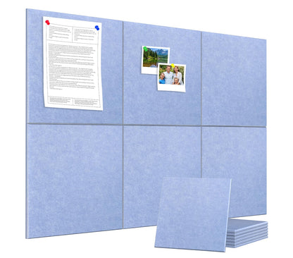 Large Cork Board Alternative 36" X 24" Bulletin Board - 6 Pack Removable Felt Wall Tiles with 20 pushpins, Large Cork Boards for Walls Cork Board for Office Pin Board Tack Board - Soft Periwinkle
