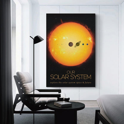 LGDSBHH Minimalist Our Solar System Canvas Wall Art - Educational Space Planet Poster - Science Classroom & Kids Bedroom Decor - 12x18 Inch (Unframed)