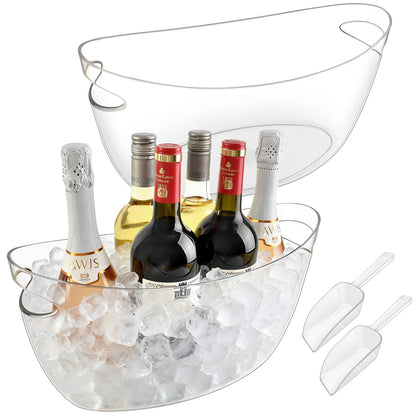 7.5L Ice Buckets for Parties 2 Pcs, Upgraded Thickened Acrylic Ice Bucket Set with 2 Scoops,Large Clear Beverage Tub, Champagne Bucket and Drink Bucket for Wine,Beer,Cocktails and Mimosa Bar Supplies
