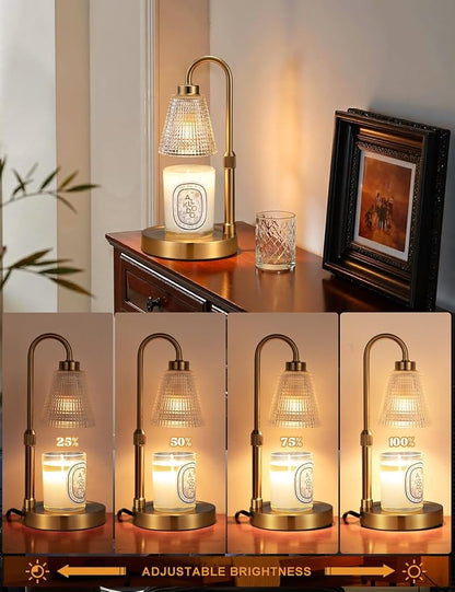 Big Gold Candle Warmer Lamp with Timer, Dimmable Candle Warmer for Home Decor, Height Adjustable Candle Lamp for Jar Candles, Birthday Gifts for Women Mom, House Warming Gifts New Home