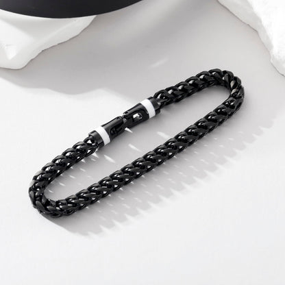 GTMJ 316L Stainless Steel Black Franco Chain Bracelet for men 7.5 Inches