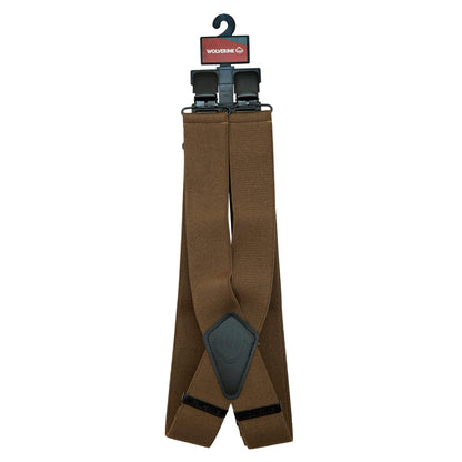 WOLVERINE X-Back 2 Inch Heavy Duty Adjustable Straps with Signature Clips, Work Solid-Chestnut, One Size