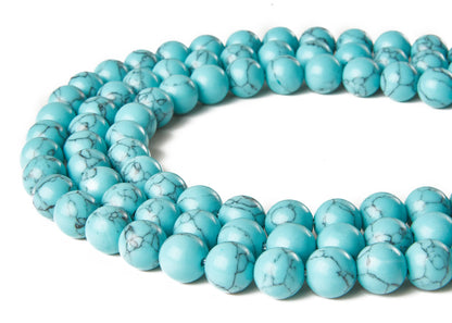 60pcs 6mm Blue Turquoise Beads Natural Gemstone Beads Round Loose Beads for Jewelry Making