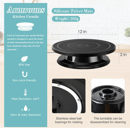 Armrouns 11 Inch Cake Stand, Rotating Cake Turntable for Decorating, Display & Baking, Smooth Revolving Spinner Stand