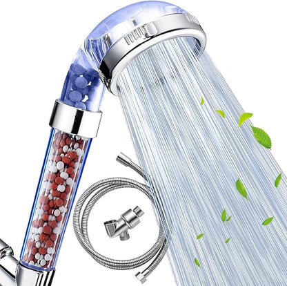 Nosame Shower Head with Hose and Bracket, Filter Filtration High Pressure Water Saving 3 Mode Function Spray Handheld Showerheads for Dry Skin & Hair