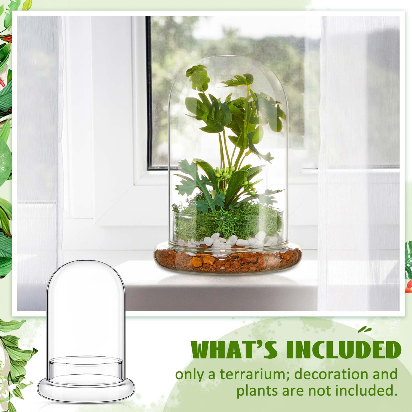 Perthlin 1 Pcs 5.9 x 7.9 Inch Glass Terrarium Clear Terrarium Planter Container Glass Dome Cloche with Airhole and Base for Plant Flower Home Tabletop Display Centerpiece, Plants Not Included