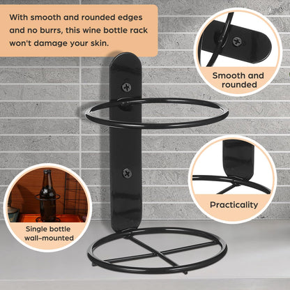 Veemoon 2pcs Wall Mounted Wine Rack Iron Single Wine Wall Holder Single Bottle Display Stand Hanging Beer Organizer Shelf Beverages Liquor Storage Bracket for Home Kitchen Bar Decor and Save Space