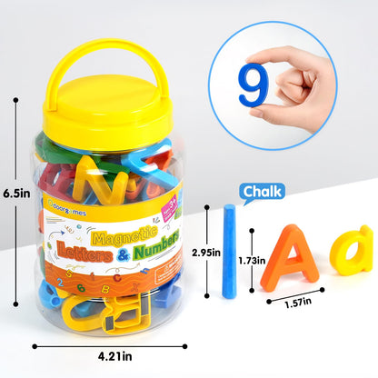 Odoorgames 78 Pcs Plastic Magnetic Letters & Numbers – Upgraded Magnets & 6 Colors - ABC Alphabet Magnets for Toddlers, Fridge & Whiteboard Learning Set