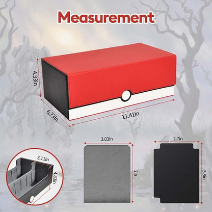 tombert TCG Card Storage Box, 1600+Capacity for MTG, YuGiOh, Sports Cards.Premium Box with 4 Dividers, 4 InsertCards & Strong Magnet Closure (2 Rows -White & Red)