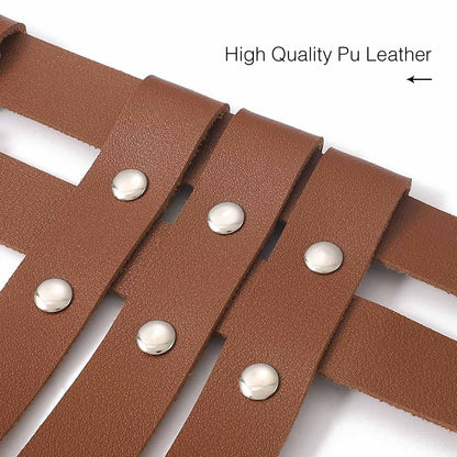 BODIY Women Waist Belt Straps Brown PU Leather Vest Adjustable Buckle Belts Punk Goth Waist Strap for Halloween Dresses Costume