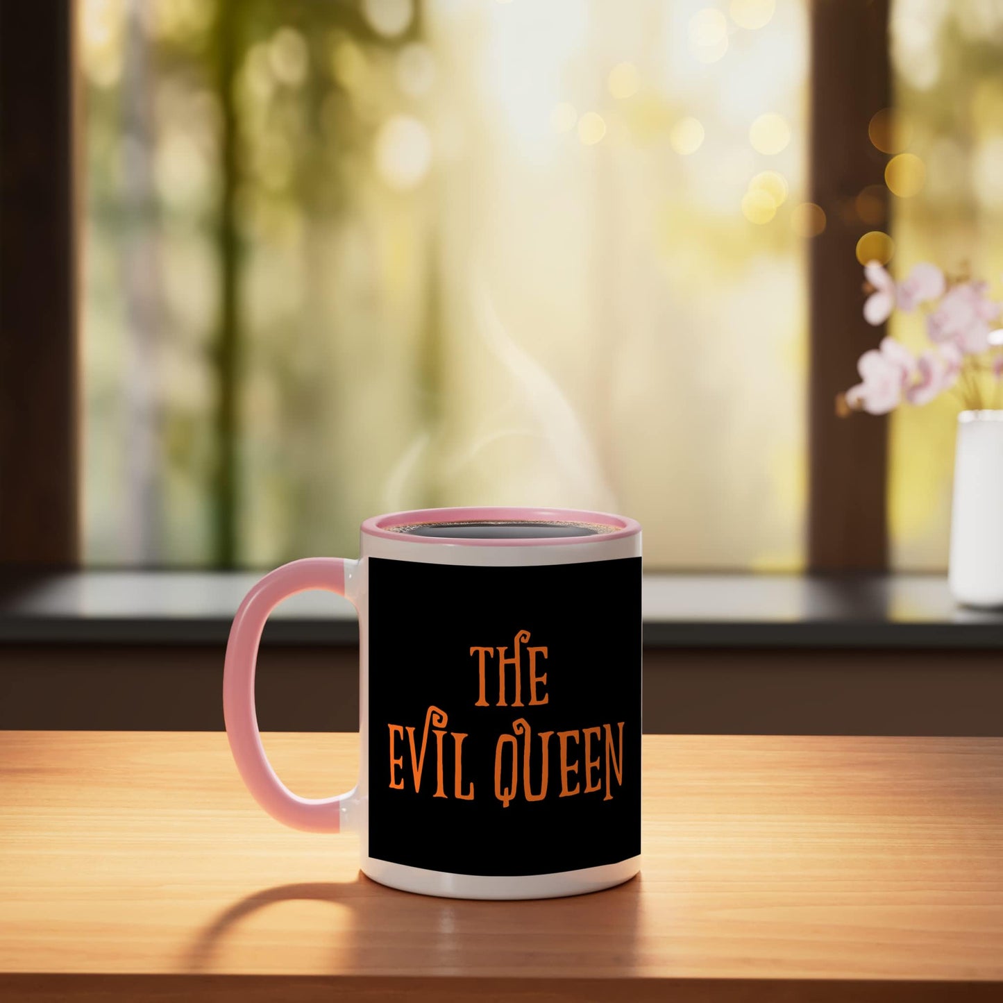 Evil Queen for Mom Matching Family Halloween Costume Ceramic Mug, Pink/White