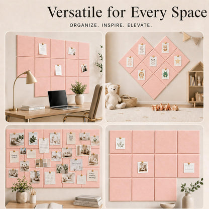 Baysola Felt Bulletin Board Panels 48 x 36 Inch Self Adhesive Wall Tiles Cork Board Alternative for Office Classroom Photos Notes 12 Pack