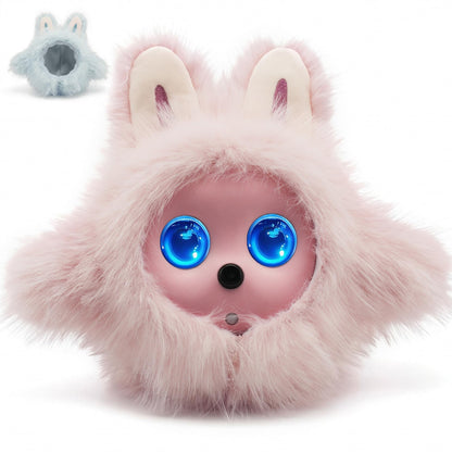 Funio AI Smart Robotic Pet, Cute Emotional Companion Robot with Multimodal Interaction, Replaceable Fluffy Cover, Voice Conversation, Touch Sensing, LCD Screen, Suitable for Home & Office