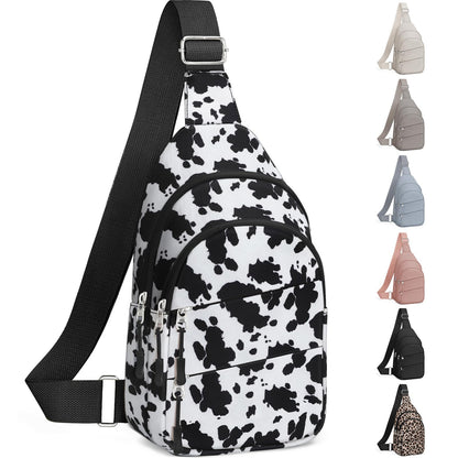 Tuwubi Crossbody Bags for Women, Sling Bag for Men, Small Hiking Backpack Anti Theft Lightweight for Outdoors Travel （M, Cow Print）
